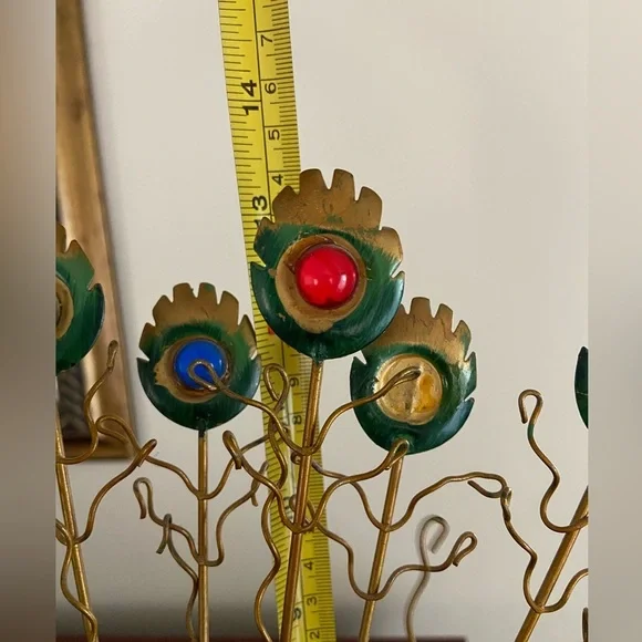Vintage PIER 1 Metal Sculpture PEACOCK with colorful glass beads and Wire Work - Picture 8 of 10